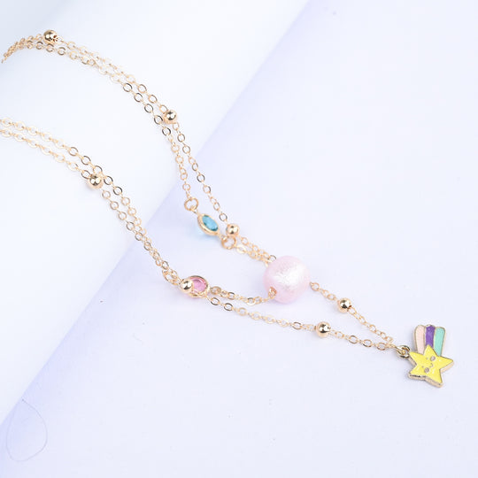 2-in-1 Chain Beads Star Rainbow Pendant Necklace