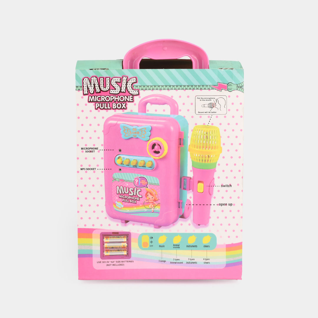 Music Microphone Pull Box Trolley Toy Set