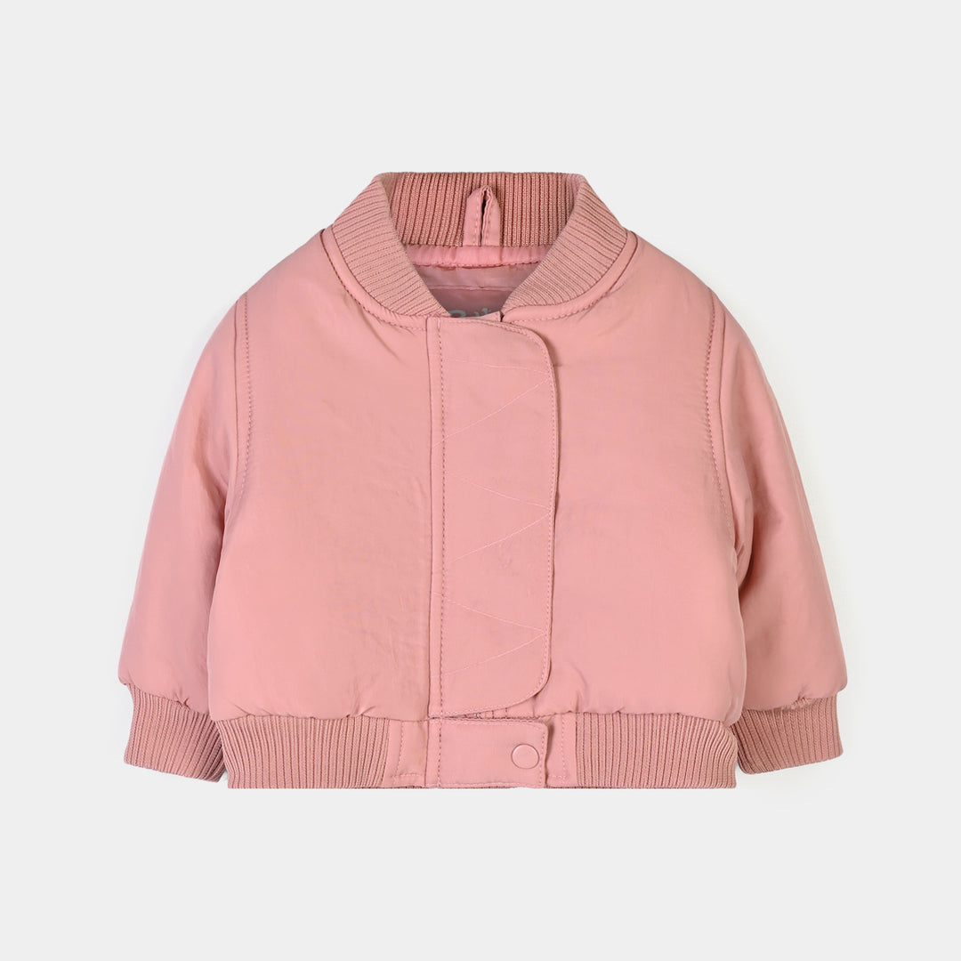 Infant Girls Polyester Puffer Jacket Flap-PINK
