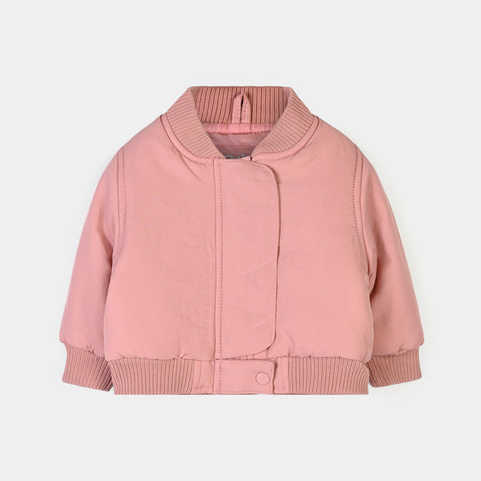 Infant Girls Polyester Puffer Jacket Flap-PINK