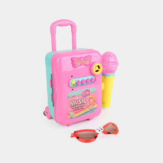 Music Microphone Pull Box Trolley Toy Set