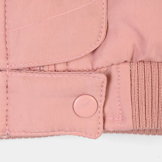 Infant Girls Polyester Puffer Jacket Flap-PINK