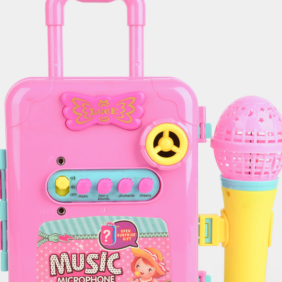 Music Microphone Pull Box Trolley Toy Set