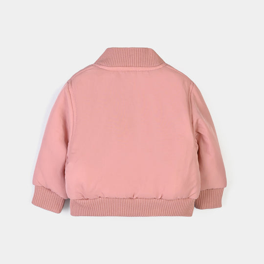 Infant Girls Polyester Puffer Jacket Flap-PINK