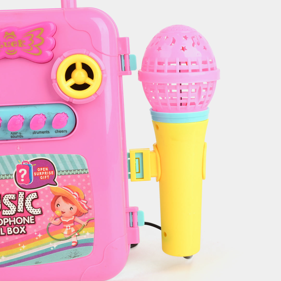 Music Microphone Pull Box Trolley Toy Set