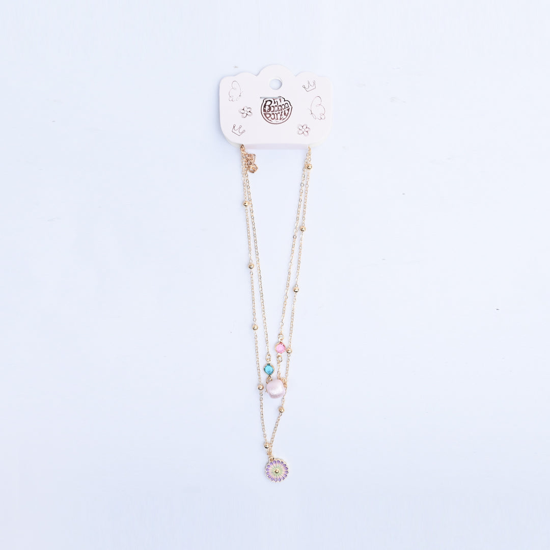 2-in-1 Chain Beads Flower Pendant Necklace