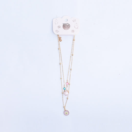 2-in-1 Chain Beads Flower Pendant Necklace