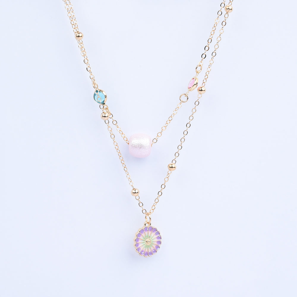 2-in-1 Chain Beads Flower Pendant Necklace