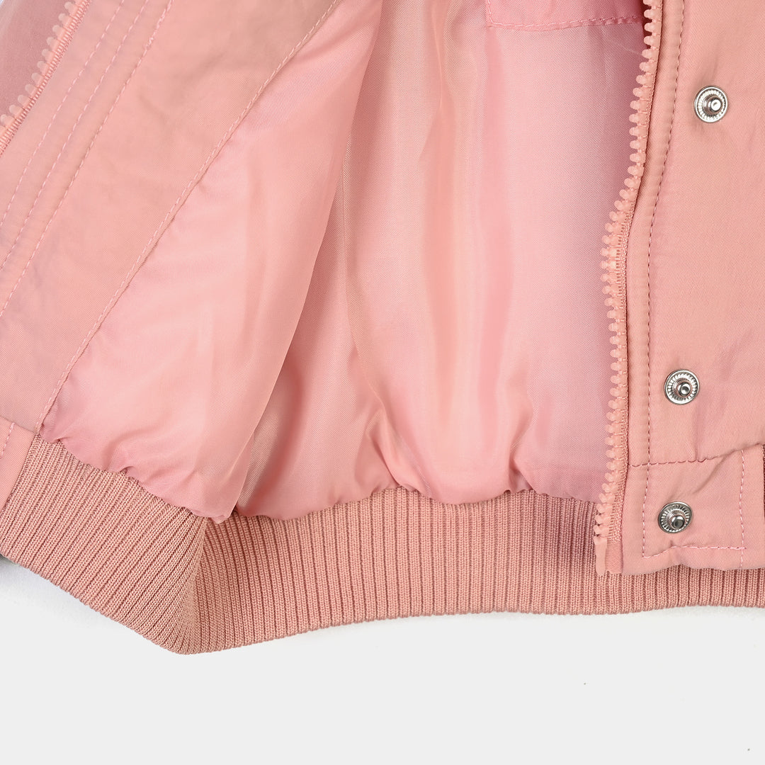 Infant Girls Polyester Puffer Jacket Flap-PINK