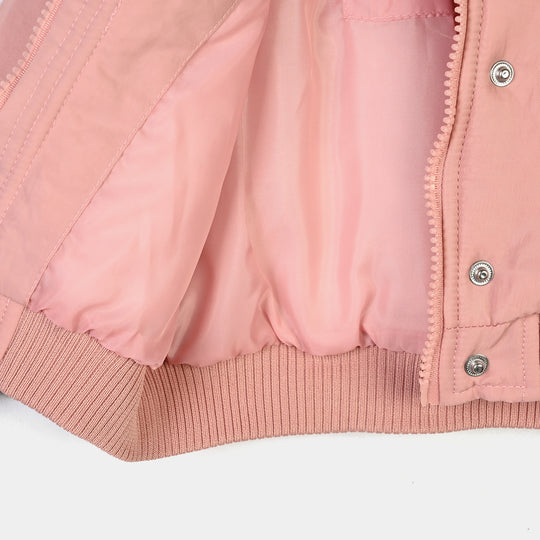 Infant Girls Polyester Puffer Jacket Flap-PINK