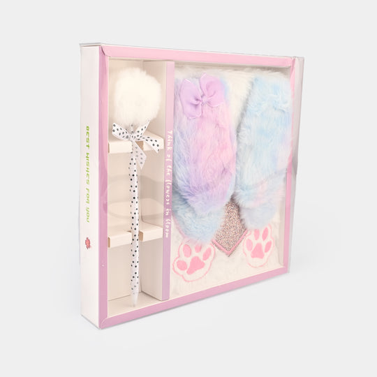 Diary Notebook Set with Pom-Pom Pen