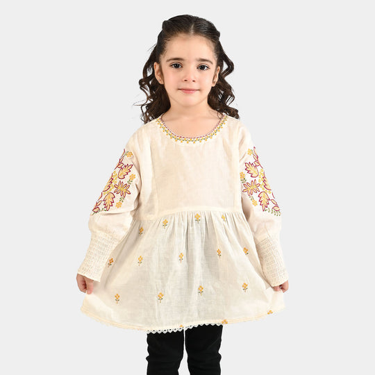 Girls Jacquard Emb Top White Smoking-WHITE