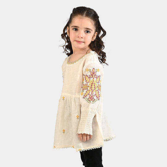 Girls Jacquard Emb Top White Smoking-WHITE