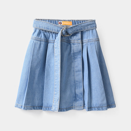 Girls Denim rigid Skirt (Buckle) - Light Blue