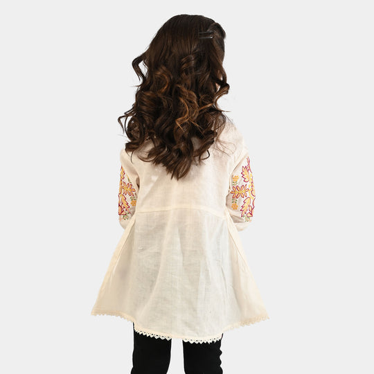 Girls Jacquard Emb Top White Smoking-WHITE