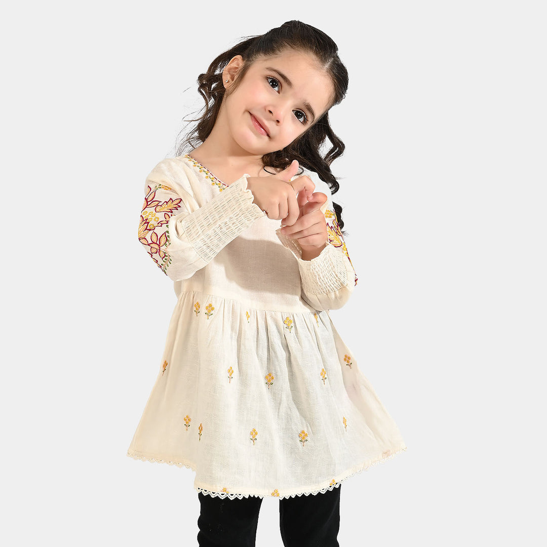 Girls Jacquard Emb Top White Smoking-WHITE