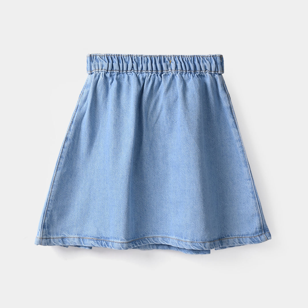 Girls Denim rigid Skirt (Buckle) - Light Blue