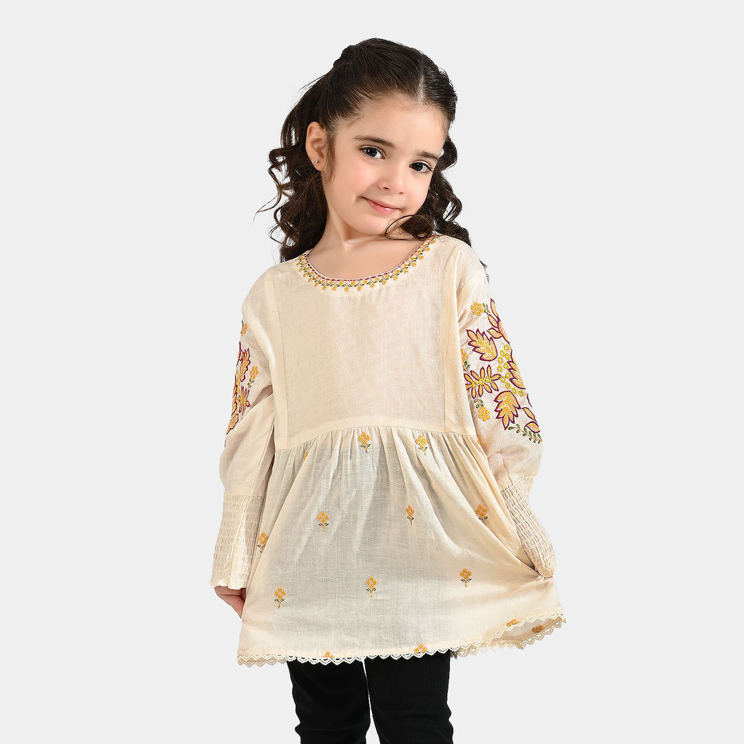 Girls Jacquard Emb Top White Smoking-WHITE
