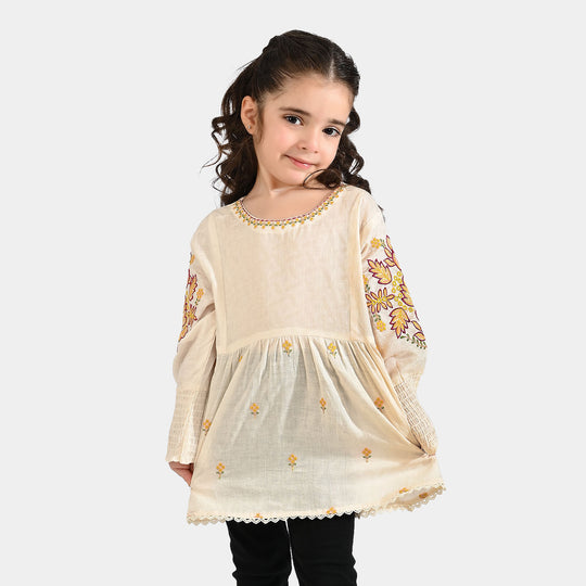 Girls Jacquard Emb Top White Smoking-WHITE
