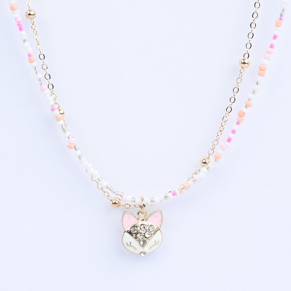 2-in-1 Chain Beads Pendant Necklace