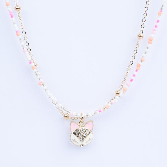 2-in-1 Chain Beads Pendant Necklace