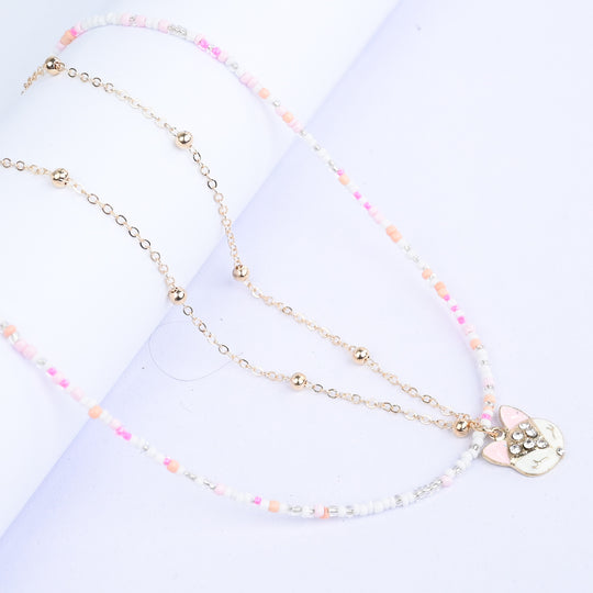 2-in-1 Chain Beads Pendant Necklace