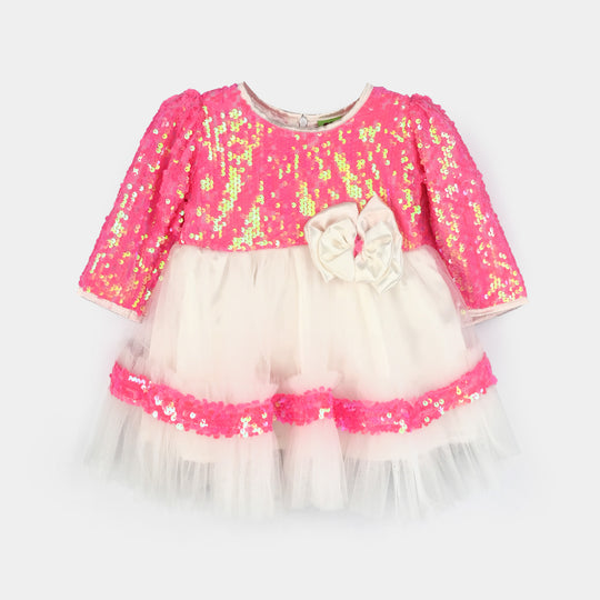 Infant Girls Sequence Fancy Frock-Princess-PINK