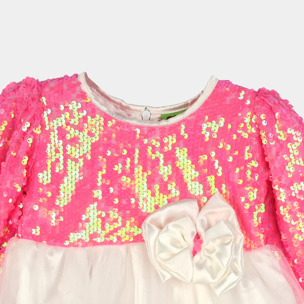 Infant Girls Sequence Fancy Frock-Princess-PINK