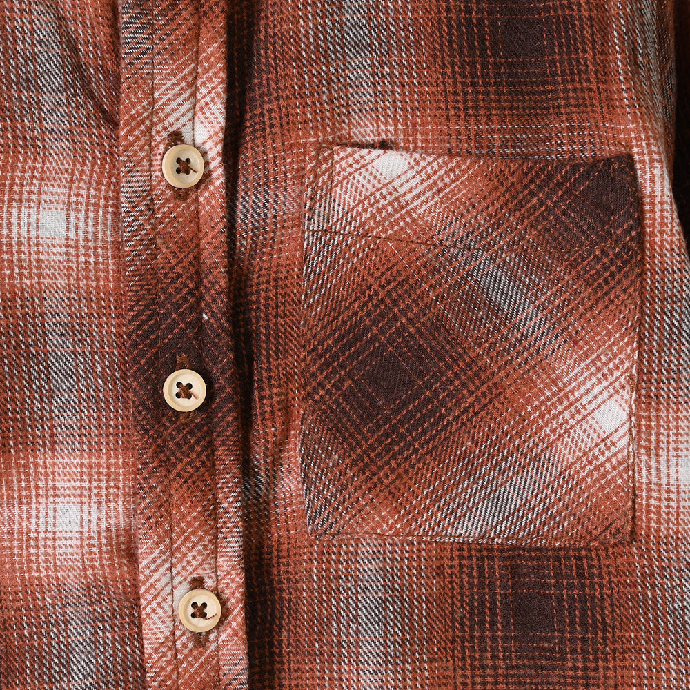 Boys Flannel Casual Shirt F/S Rollers Society-ORANGE