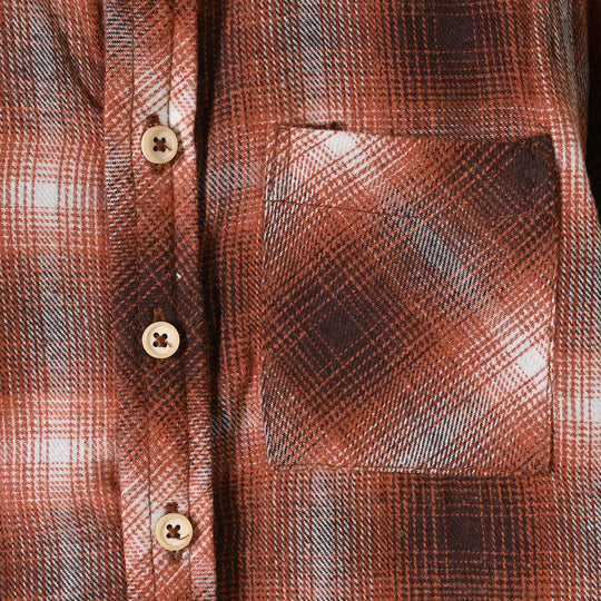 Boys Flannel Casual Shirt F/S Rollers Society-ORANGE