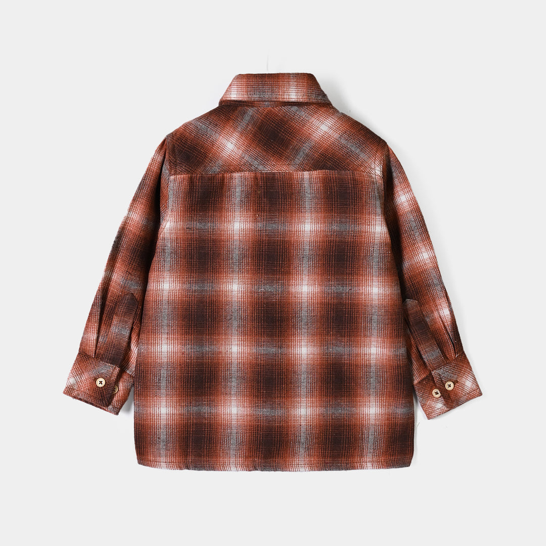 Boys Flannel Casual Shirt F/S Rollers Society-ORANGE