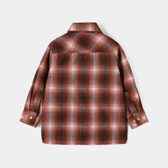 Boys Flannel Casual Shirt F/S Rollers Society-ORANGE