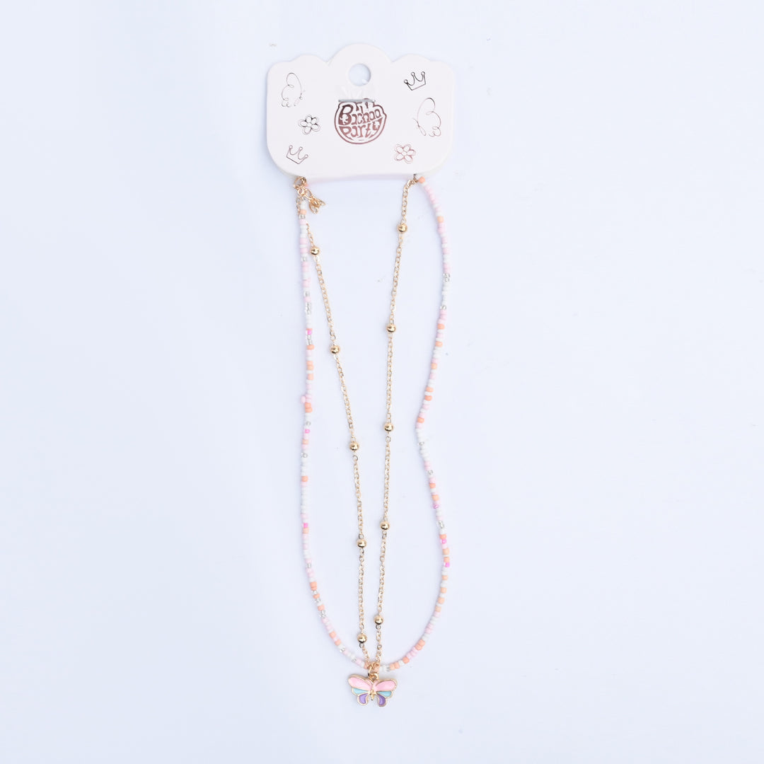 2-in-1 Chain Beads Butterfly Pendant Necklace