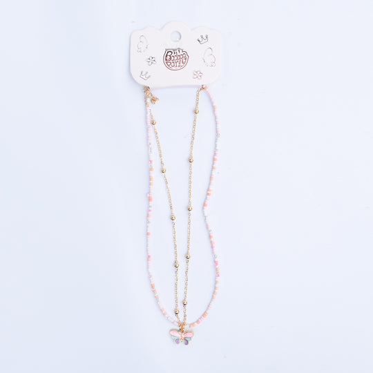 2-in-1 Chain Beads Butterfly Pendant Necklace