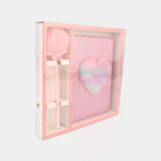 Diary Notebook Set with Pom-Pom Pen