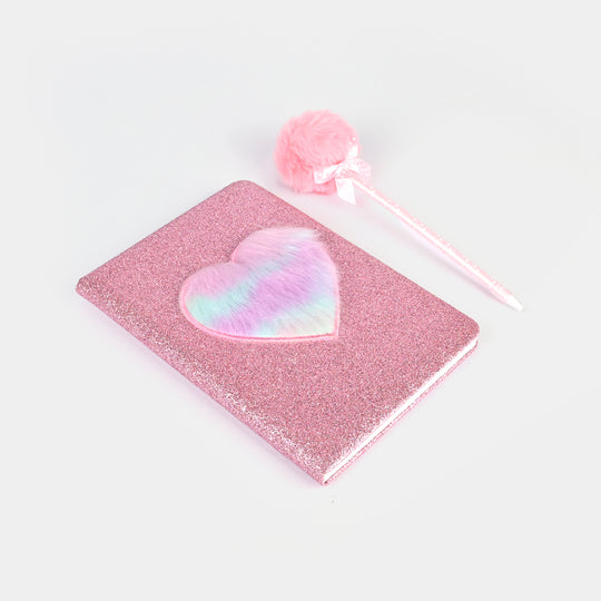 Diary Notebook Set with Pom-Pom Pen