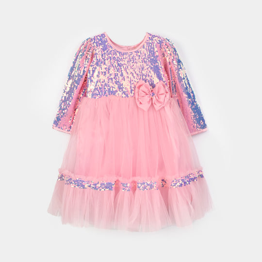 Girls Sequence Fancy Frock-Princess-Light Pink
