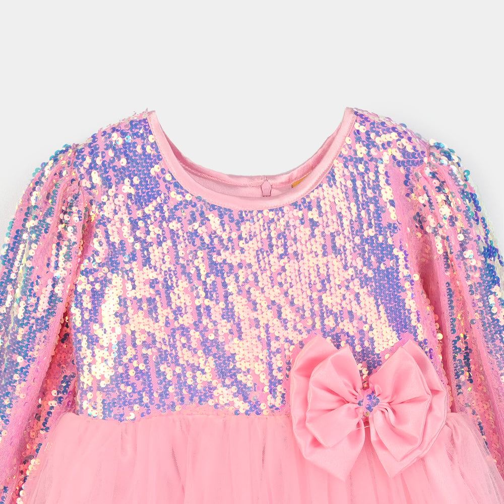 Girls Sequence Fancy Frock-Princess-Light Pink