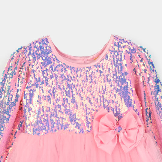 Girls Sequence Fancy Frock-Princess-Light Pink