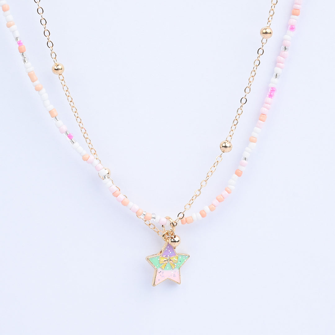 2-in-1 Chain Beads Star Pendant Necklace