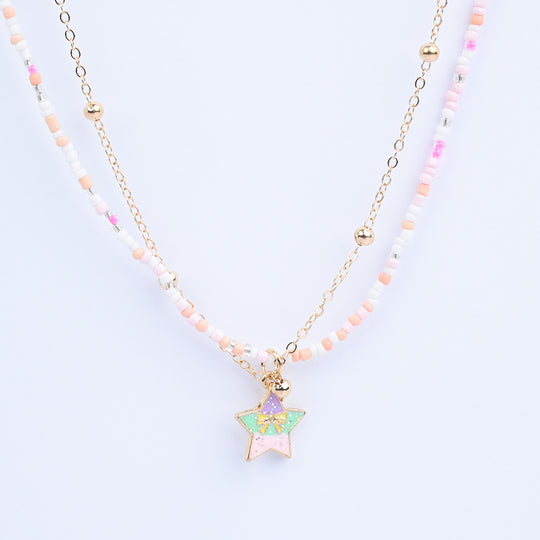2-in-1 Chain Beads Star Pendant Necklace