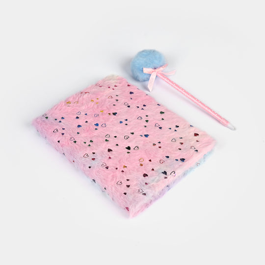 Diary Notebook Set with Pom-Pom Pen