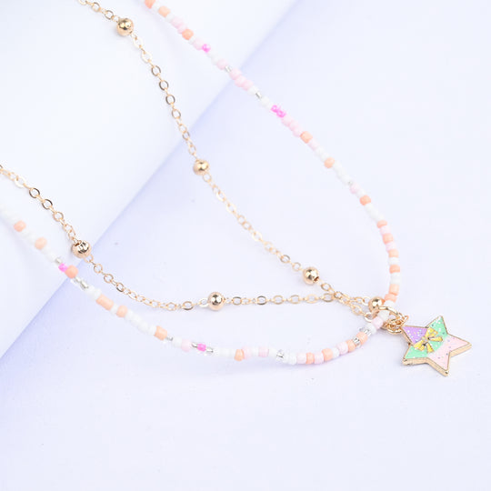 2-in-1 Chain Beads Star Pendant Necklace