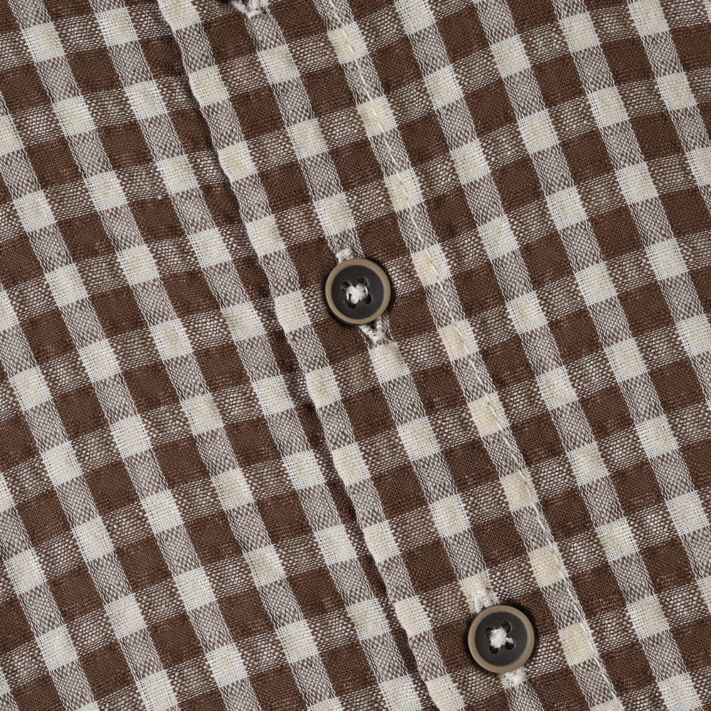 Boys Seersucker Casual Shirt F/S -BROWN