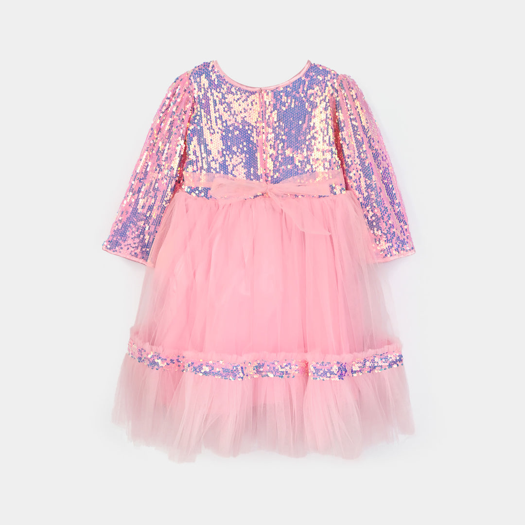 Girls Sequence Fancy Frock-Princess-Light Pink