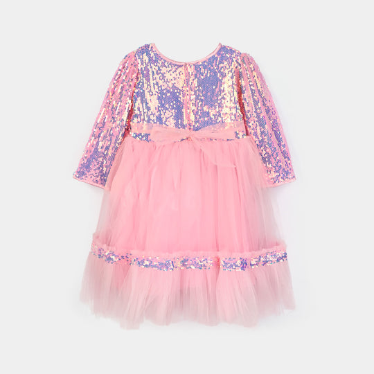 Girls Sequence Fancy Frock-Princess-Light Pink