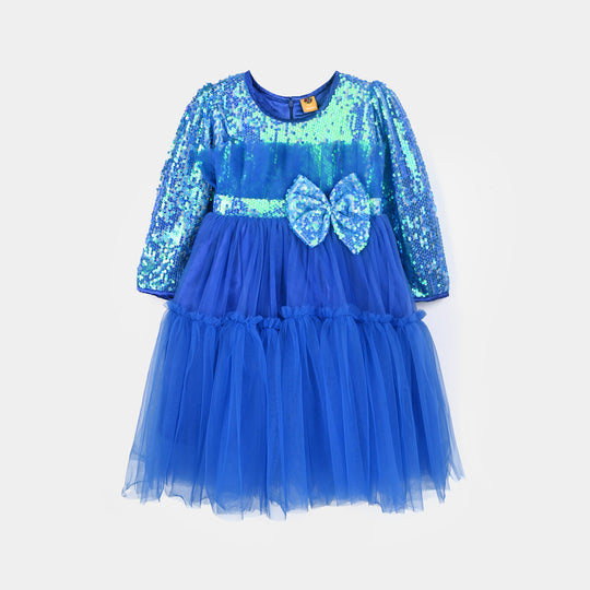 Girls Sequence Fancy Frock-Blossom-BLUE