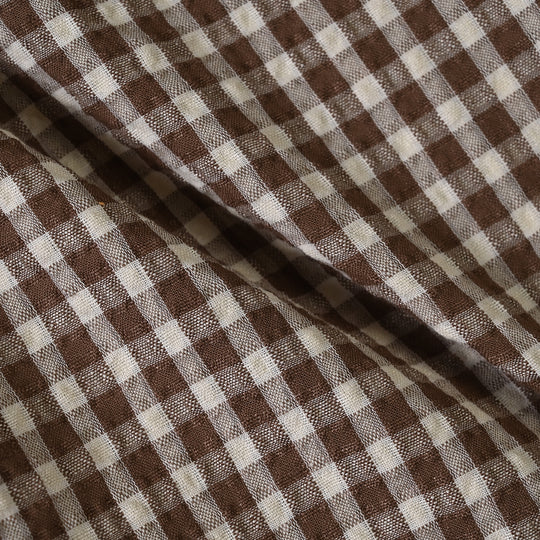 Boys Seersucker Casual Shirt F/S -BROWN