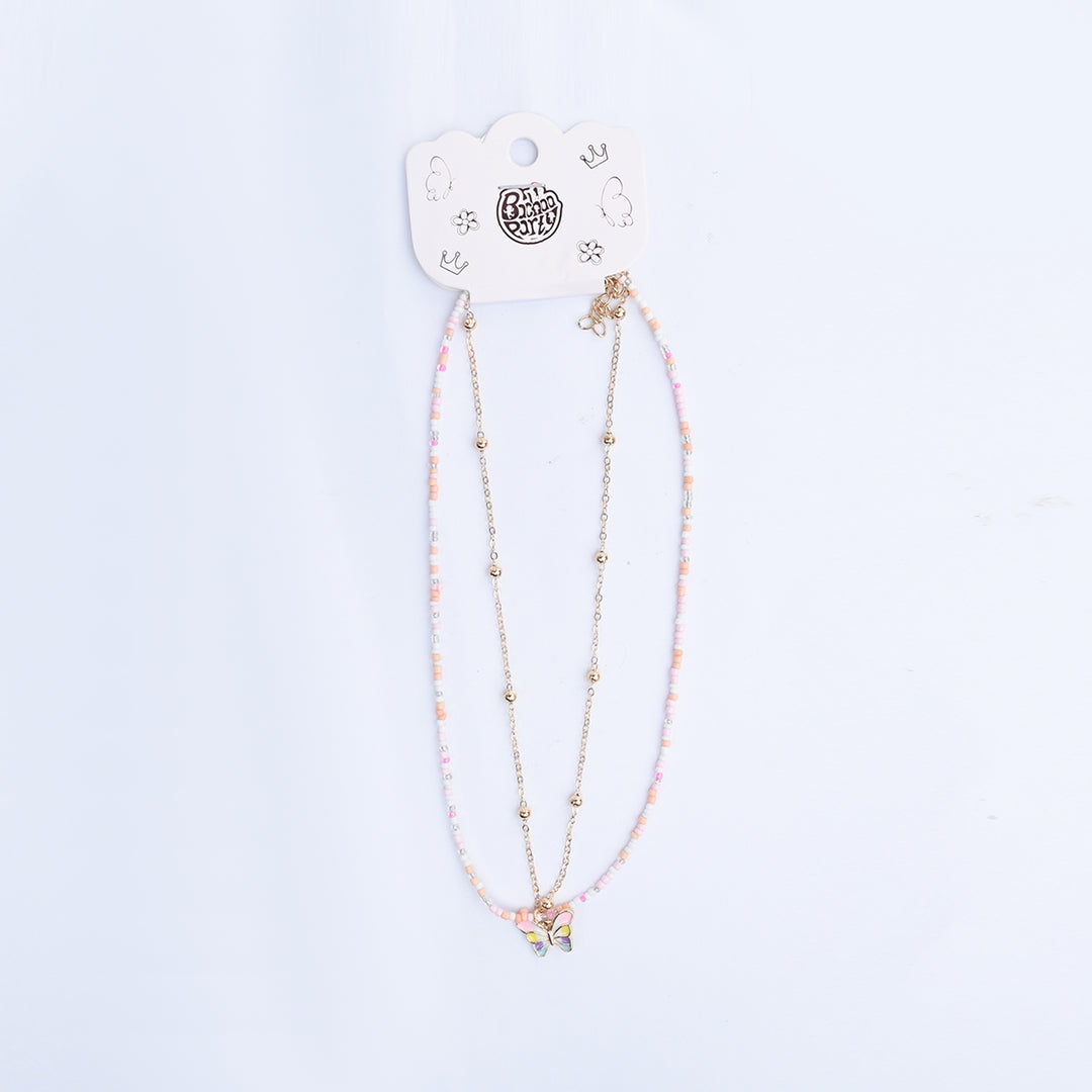 2-in-1 Chain Beads Butterfly Pendant Necklace