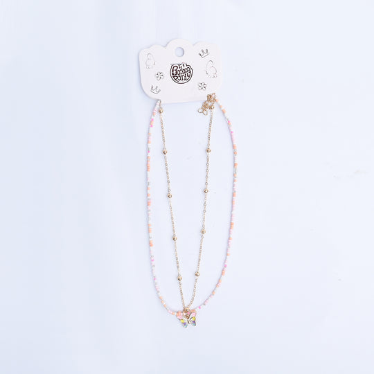 2-in-1 Chain Beads Butterfly Pendant Necklace